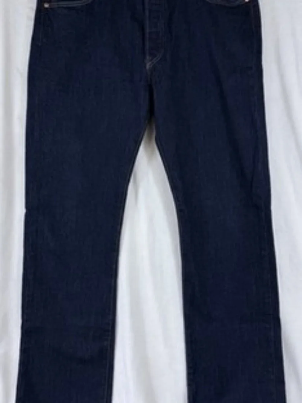 Levis 501 Jeans Mens Button Fly 36x34 Blue Stretch Straight Leg